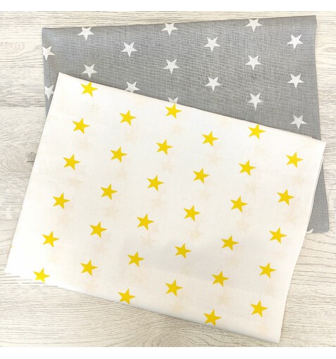 Желтые Звезды на Белом + Белые Звезды на Сером 150